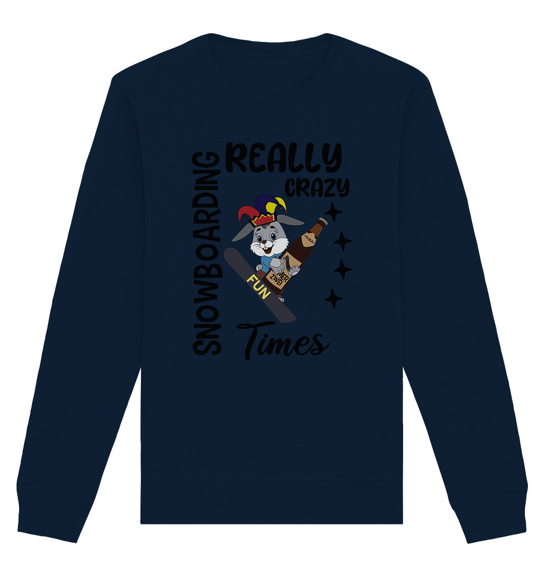 Snowboarding, really crazy, Osterhase mit Bierflasche  - Organic Basic Unisex Sweatshirt