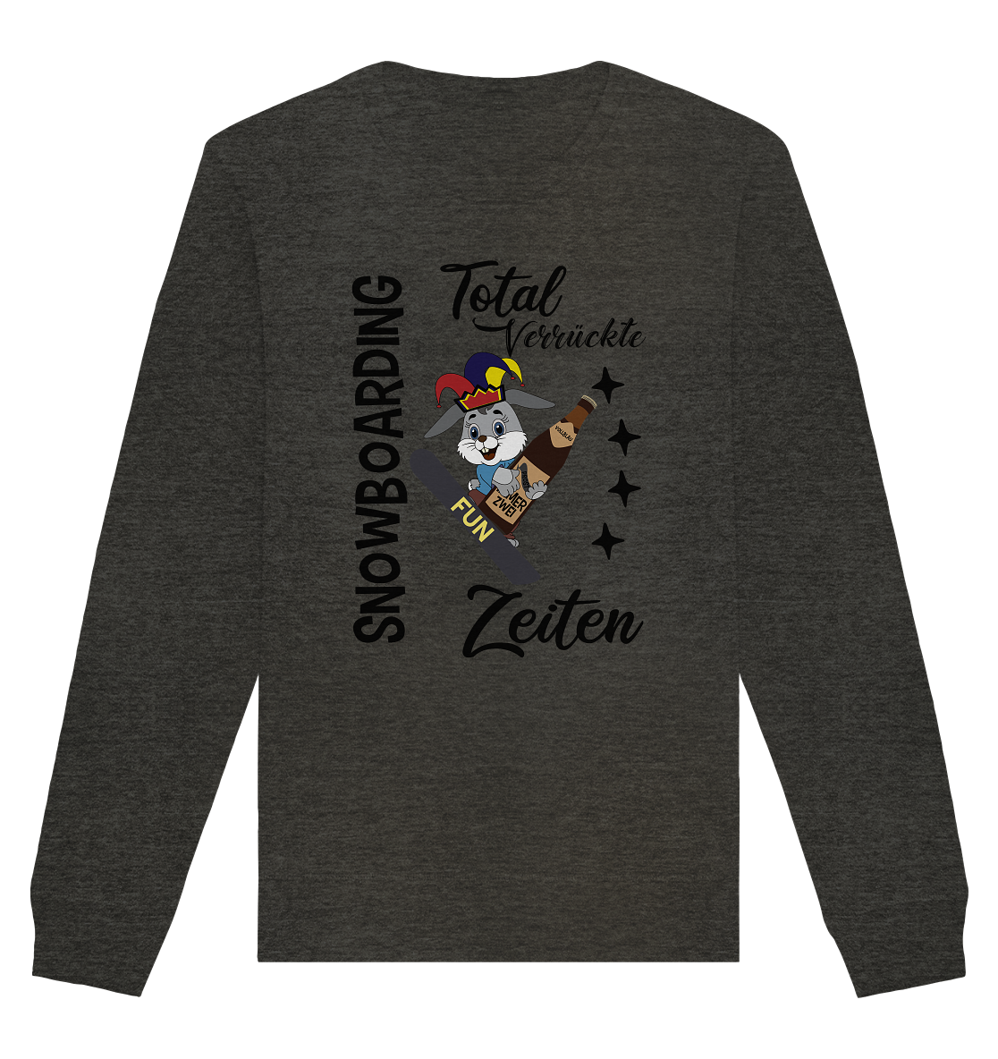 Snowboarding,verrückte Zeiten, Osterhase mit Bierflasche, Faschingsmütze - Organic Basic Unisex Sweatshirt