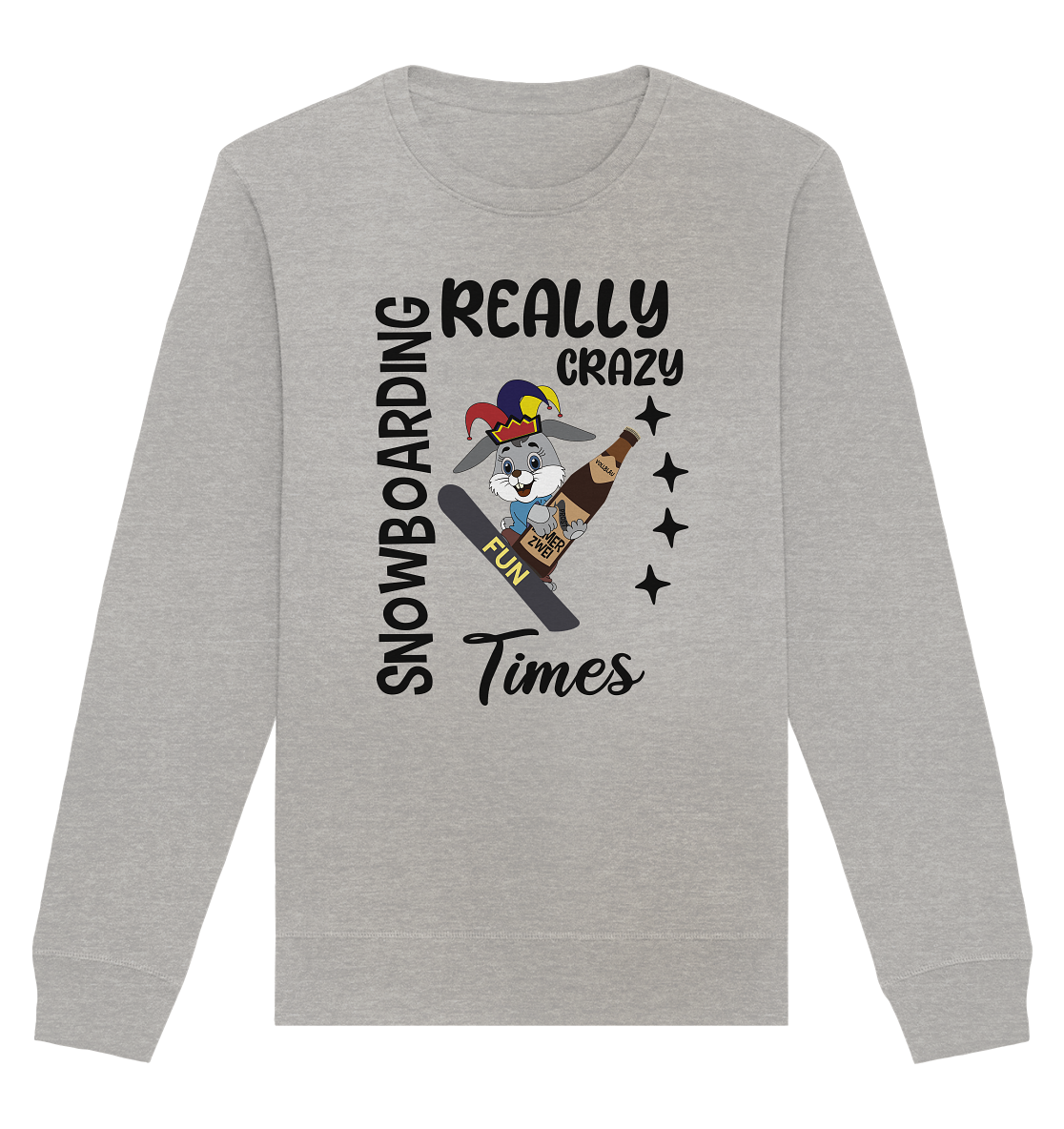 Snowboarding, really crazy, Osterhase mit Bierflasche  - Organic Basic Unisex Sweatshirt