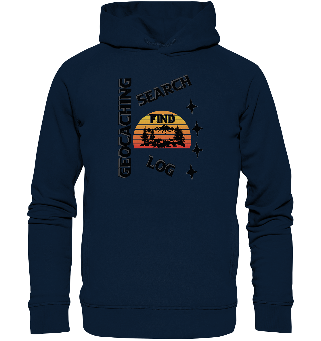 Geocaching, Suchen, Finden und Log, Geocache Schwarzes Design Mounten - Organic Fashion Hoodie