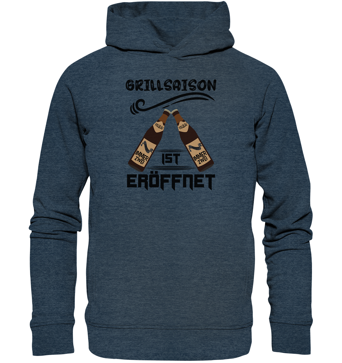 Grillsaison ist eröffnet, Grillen, Party, Feiern, Schwarzes Design - Organic Fashion Hoodie