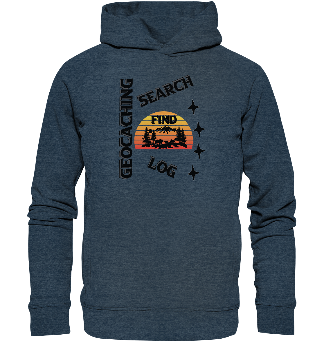 Geocaching, Suchen, Finden und Log, Geocache Schwarzes Design Mounten - Organic Fashion Hoodie