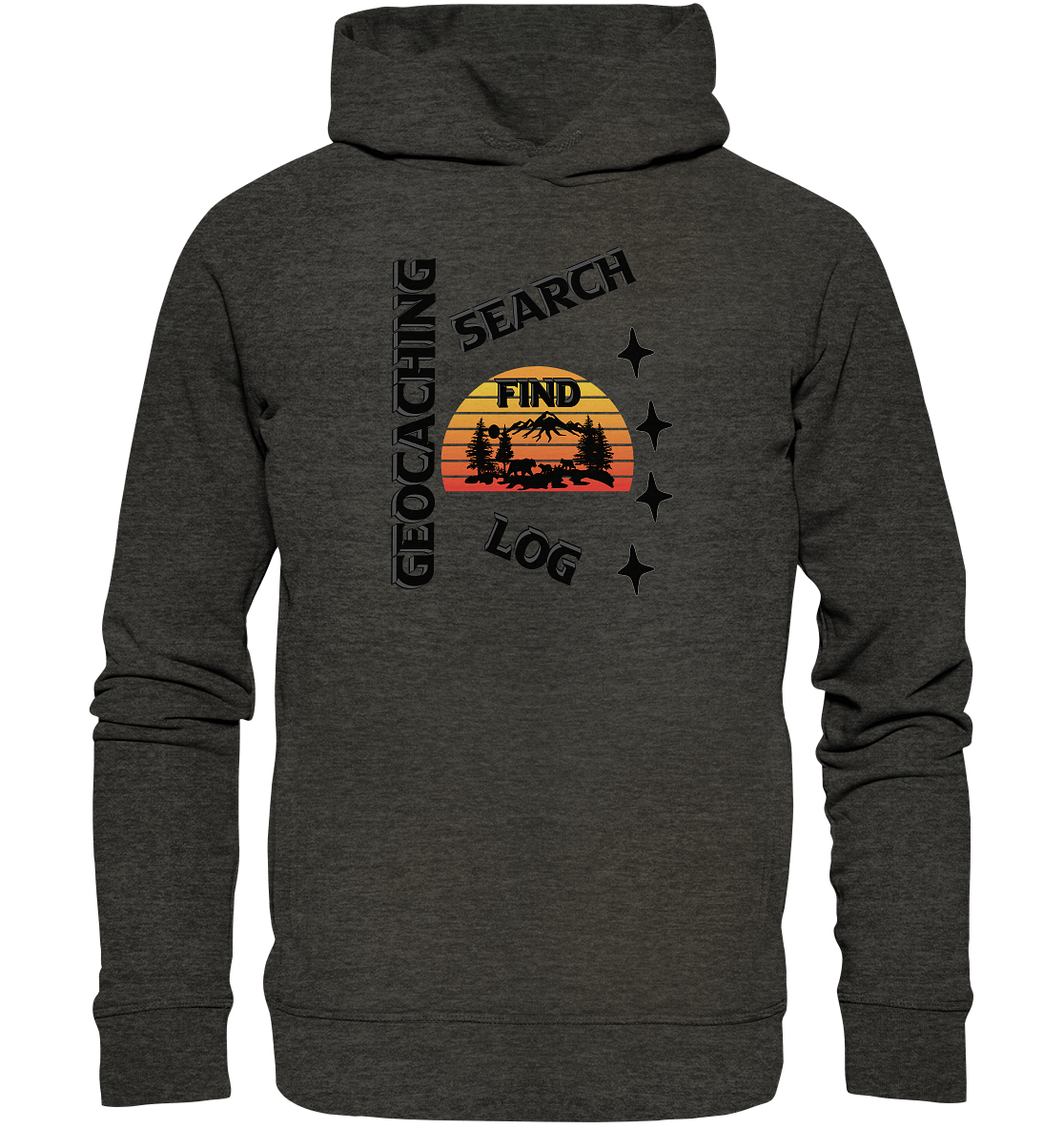 Geocaching, Suchen, Finden und Log, Geocache Schwarzes Design Mounten - Organic Fashion Hoodie