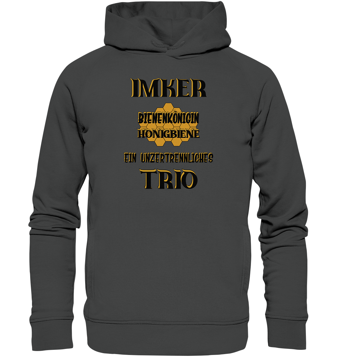 Imker- Bienenkönigin und Honigbiene einTeam, schwarzes Design - Organic Fashion Hoodie