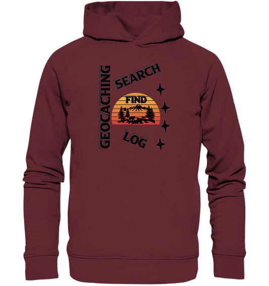 Geocaching, Suchen, Finden und Log,  Geocache Schwarzes Design - Organic Fashion Hoodie