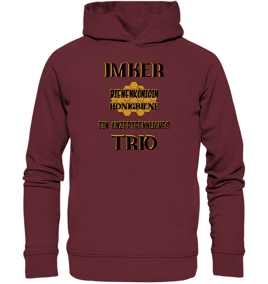 Imker- Bienenkönigin und Honigbiene einTeam, schwarzes Design - Organic Fashion Hoodie