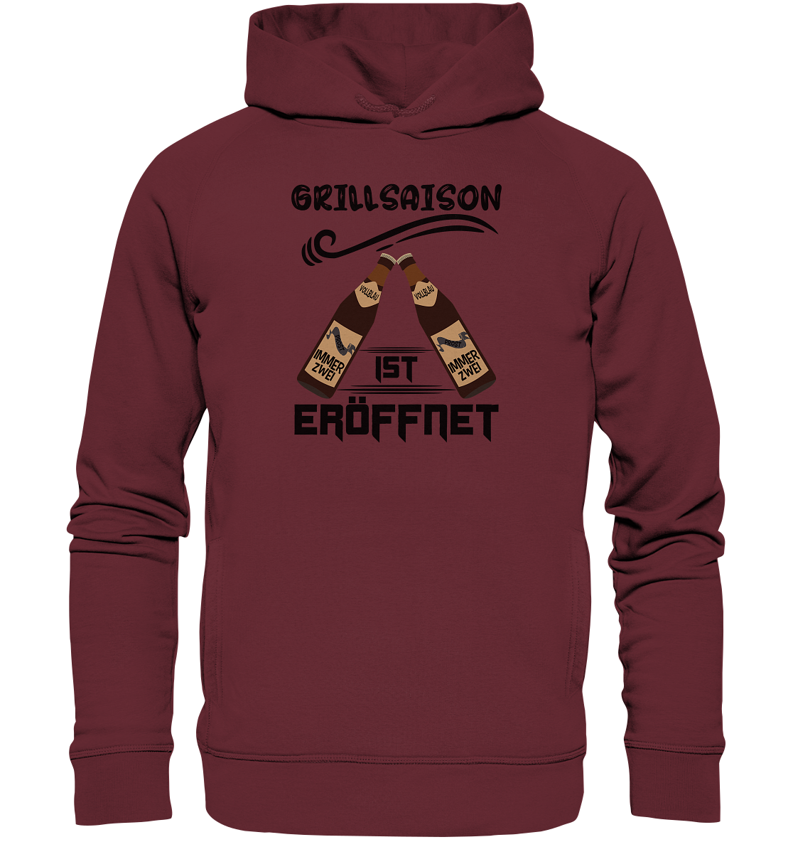 Grillsaison ist eröffnet, Grillen, Party, Feiern, Schwarzes Design - Organic Fashion Hoodie