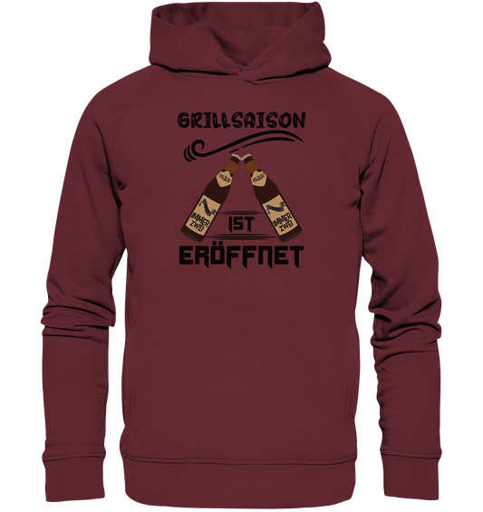 Grillsaison ist eröffnet, Grillen, Party, Feiern, Schwarzes Design - Organic Fashion Hoodie