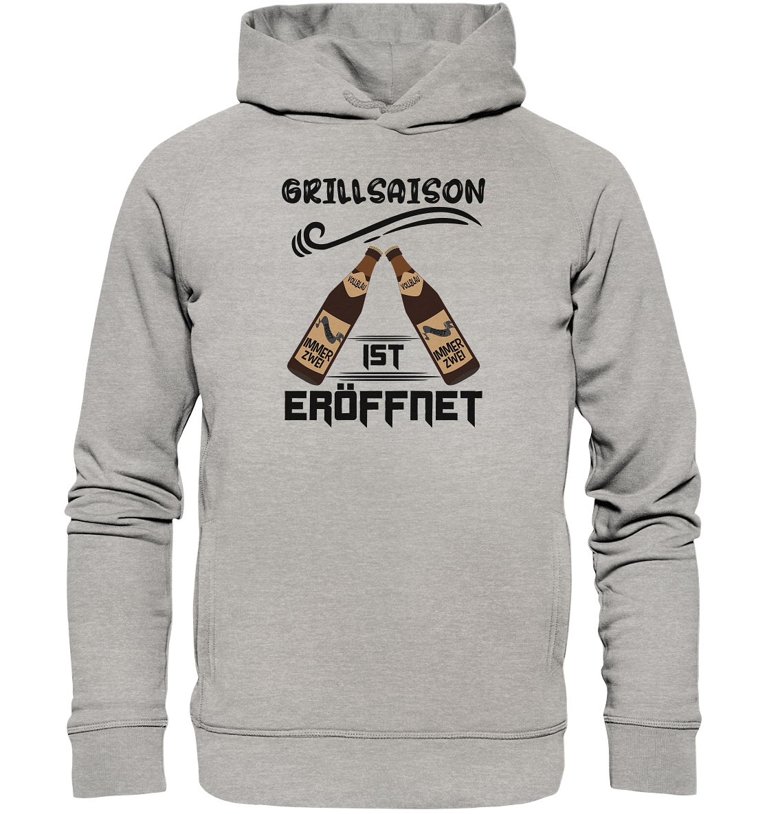 Grillsaison ist eröffnet, Grillen, Party, Feiern, Schwarzes Design - Organic Fashion Hoodie