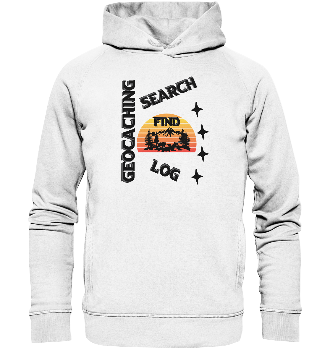 Geocaching, Suchen, Finden und Log, Geocache Schwarzes Design Mounten - Organic Fashion Hoodie