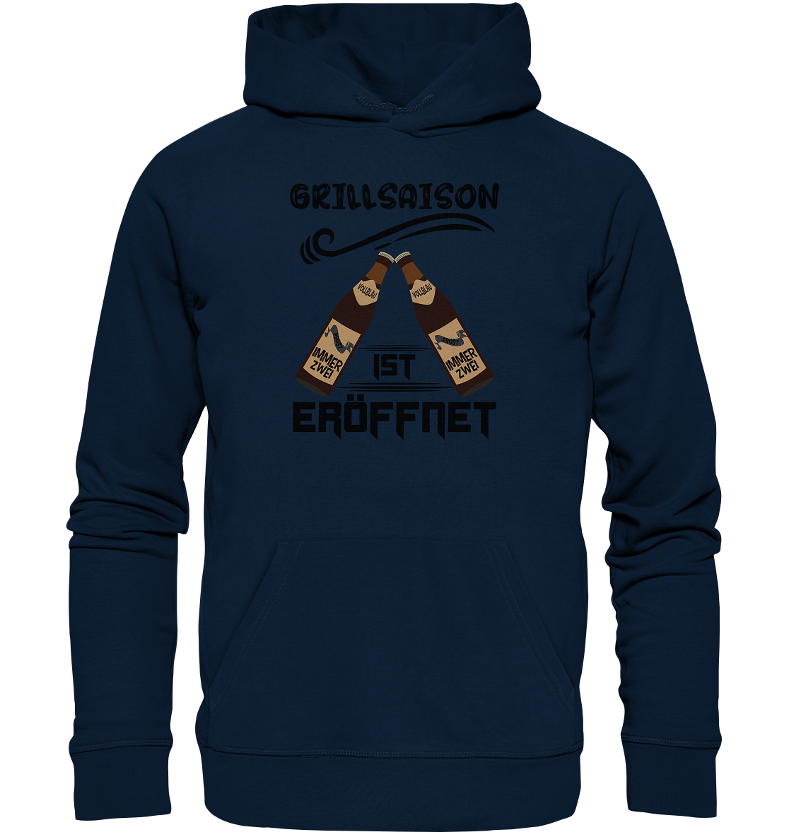 Grillsaison ist eröffnet, Grillen, Party, Feiern, Schwarzes Design - Organic Hoodie