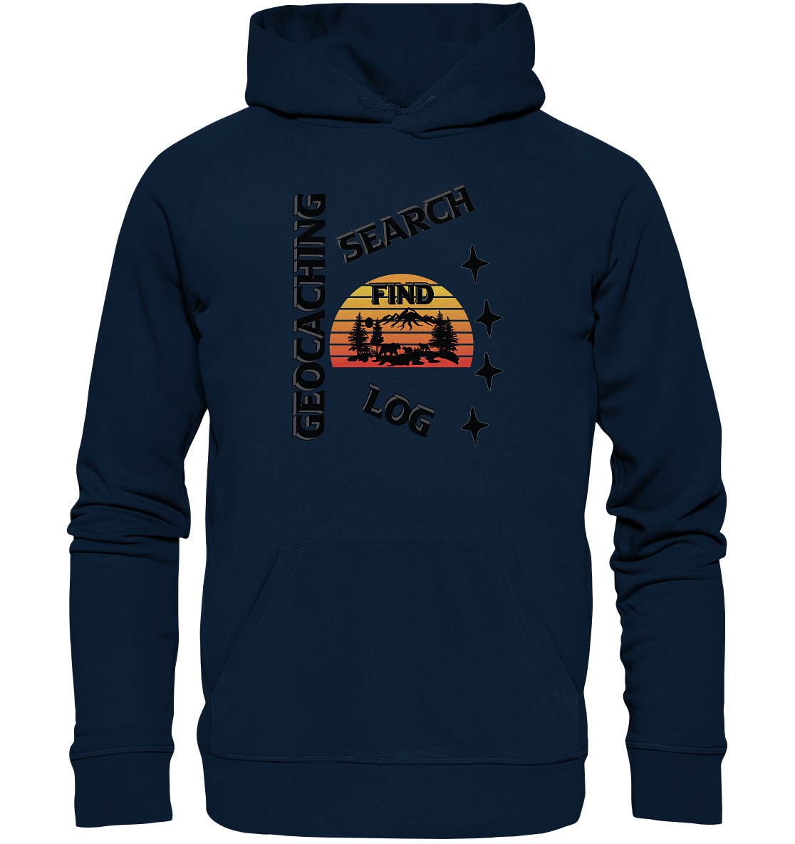 Geocaching, Suchen, Finden und Log, Geocache Schwarzes Design Mounten - Organic Hoodie