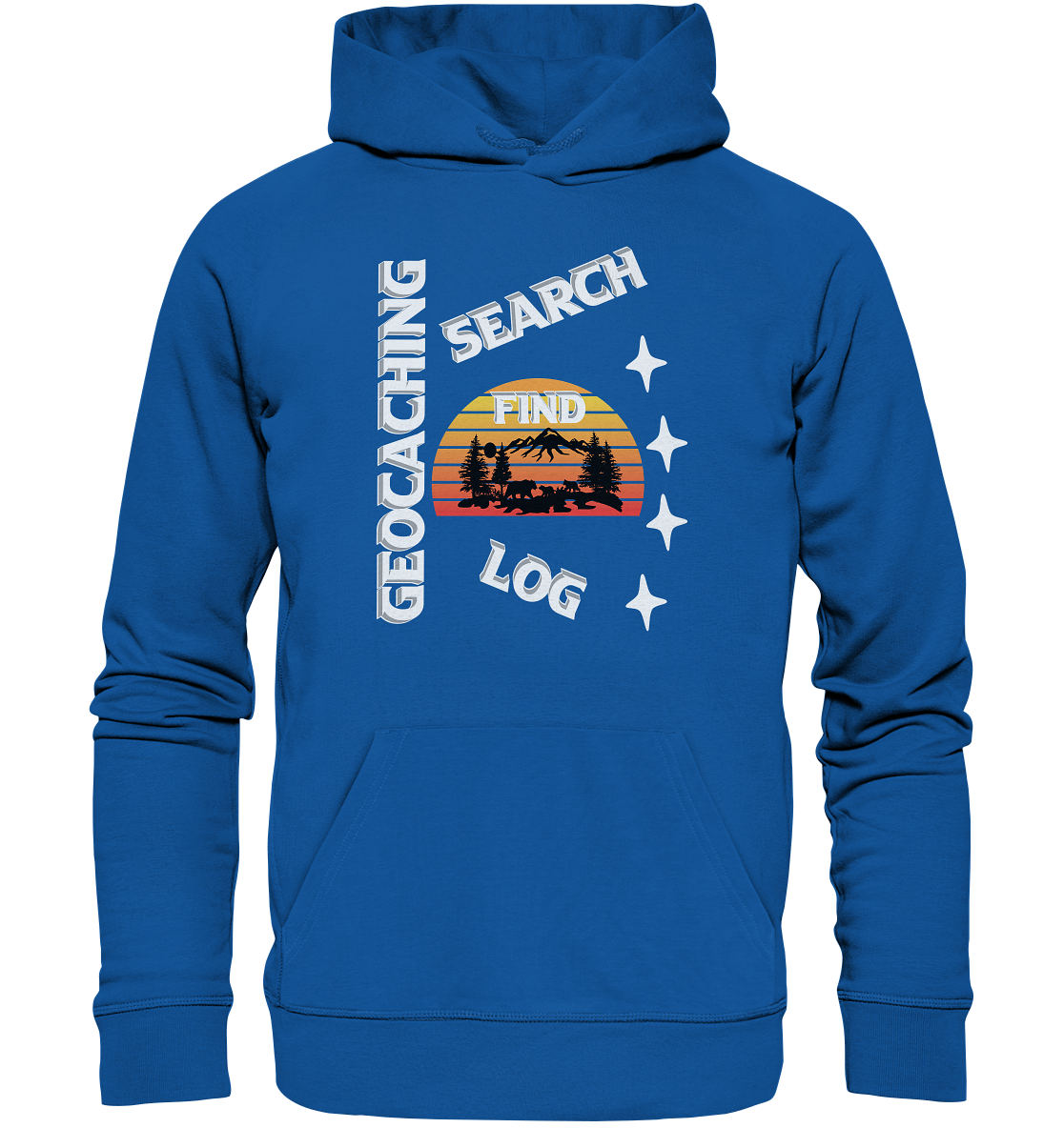 Geocaching-SEARCH-FIND-LOG, Cache Helles Design, Mounten - Organic Hoodie