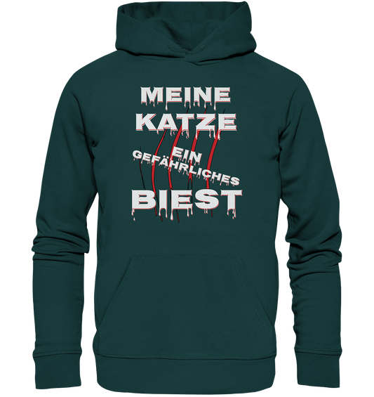 Meine Katze - Ein gefährliches Biest - Statement - Streetwear  - Organic Hoodie