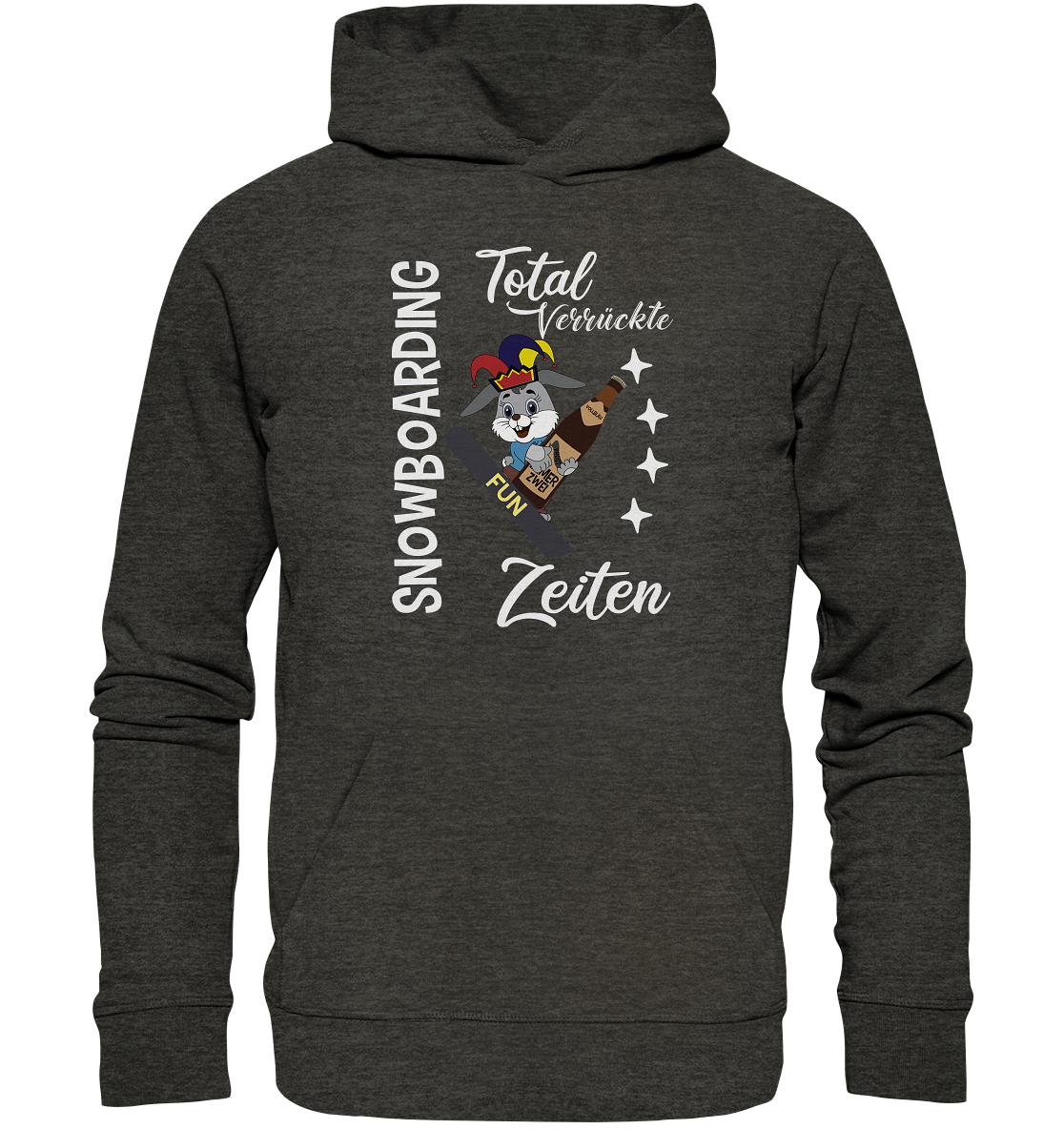 Snowboarding, verrückte Zeiten, Snowboarder, Osterhase - Organic Hoodie