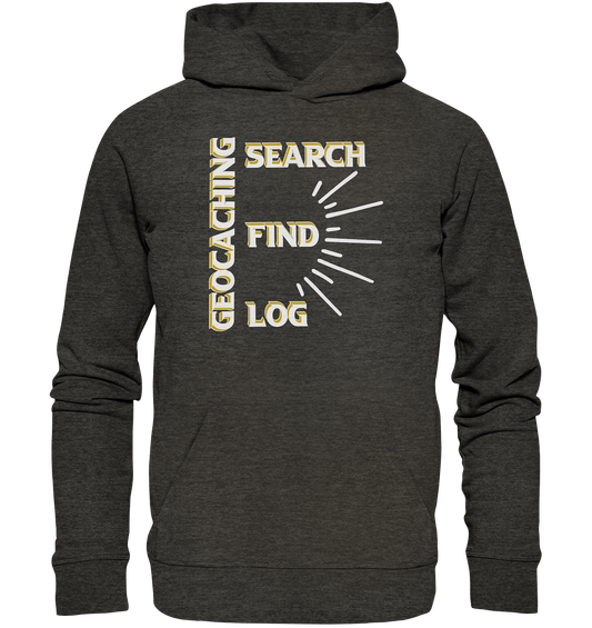 Geocaching-SEARCH-FIND-LOG, Cache Helles Disign - Organic Hoodie