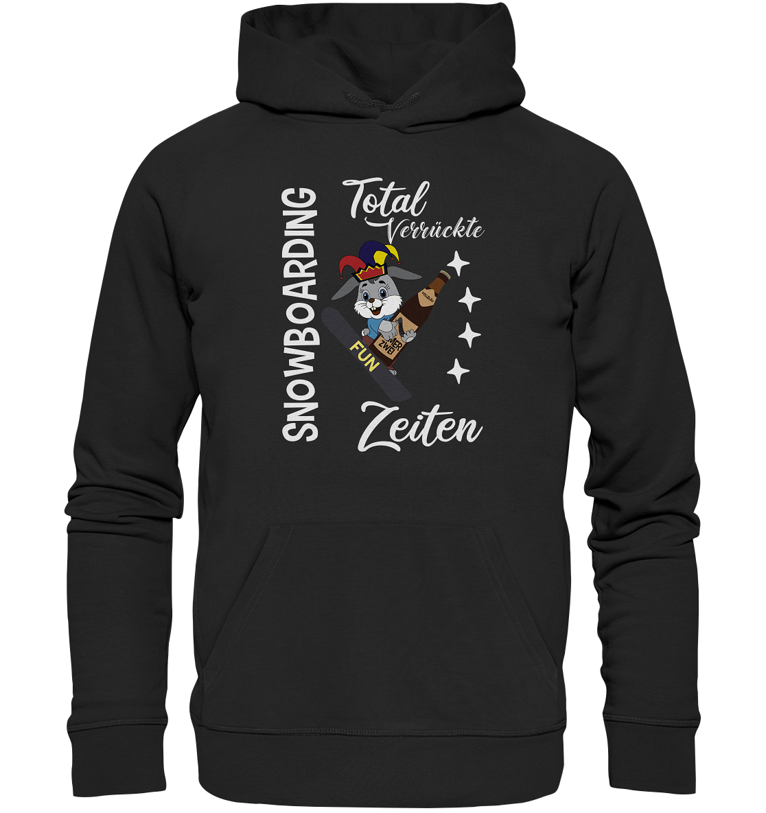 Snowboarding, verrückte Zeiten, Snowboarder, Osterhase - Organic Hoodie