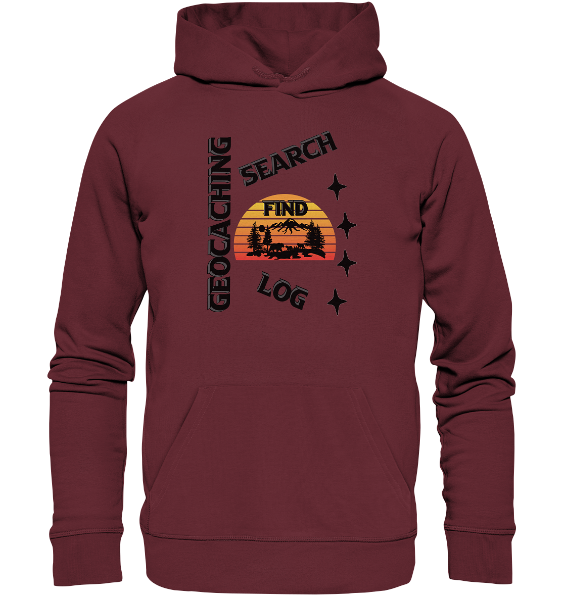 Geocaching, Suchen, Finden und Log, Geocache Schwarzes Design Mounten - Organic Hoodie