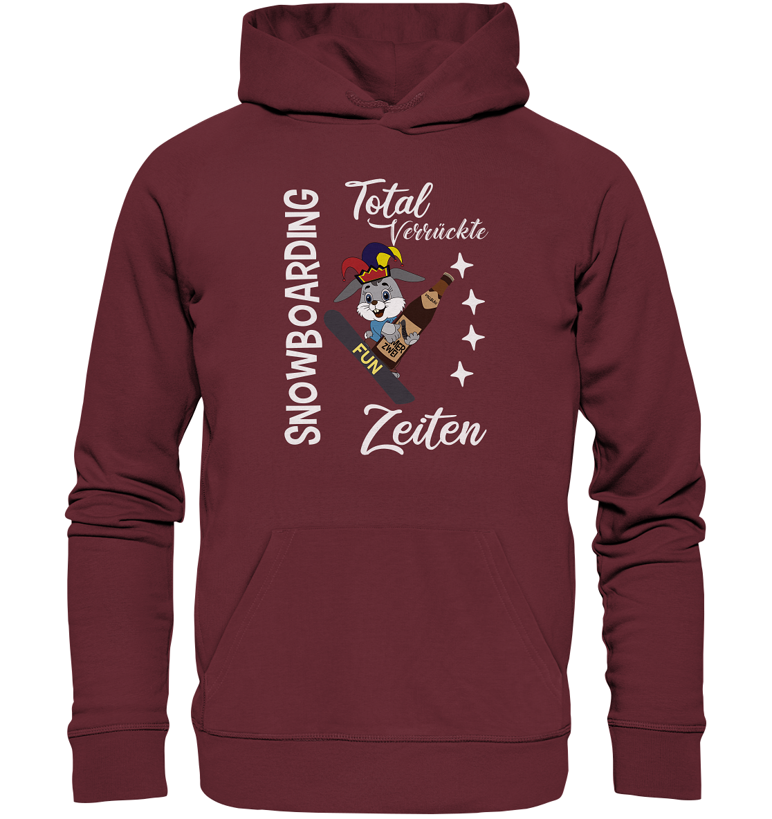 Snowboarding, verrückte Zeiten, Snowboarder, Osterhase - Organic Hoodie