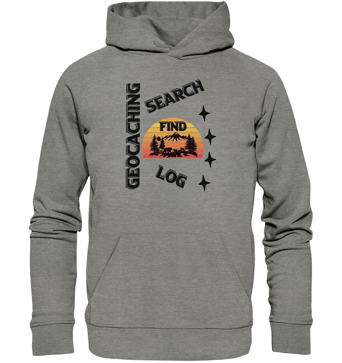 Geocaching, Suchen, Finden und Log, Geocache Schwarzes Design Mounten - Organic Hoodie