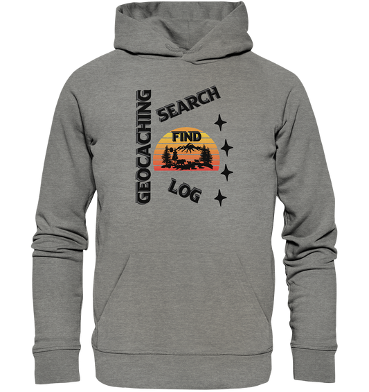 Geocaching, Suchen, Finden und Log, Geocache Schwarzes Design Mounten - Organic Hoodie