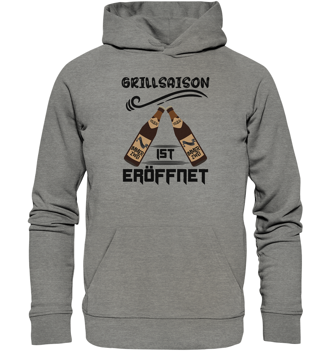 Grillsaison ist eröffnet, Grillen, Party, Feiern, Schwarzes Design - Organic Hoodie