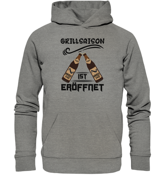 Grillsaison ist eröffnet, Grillen, Party, Feiern, Schwarzes Design - Organic Hoodie