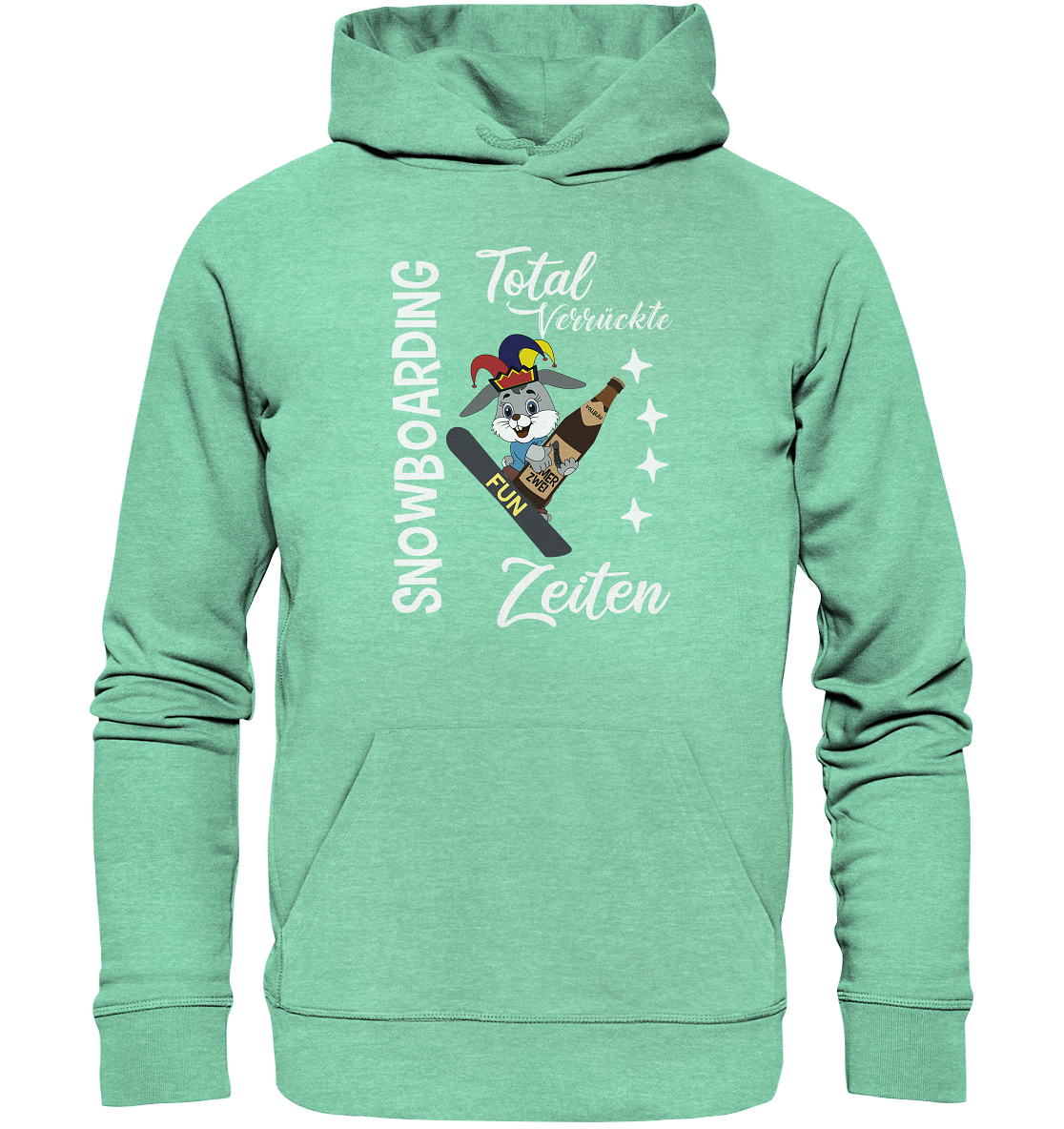 Snowboarding, verrückte Zeiten, Snowboarder, Osterhase - Organic Hoodie