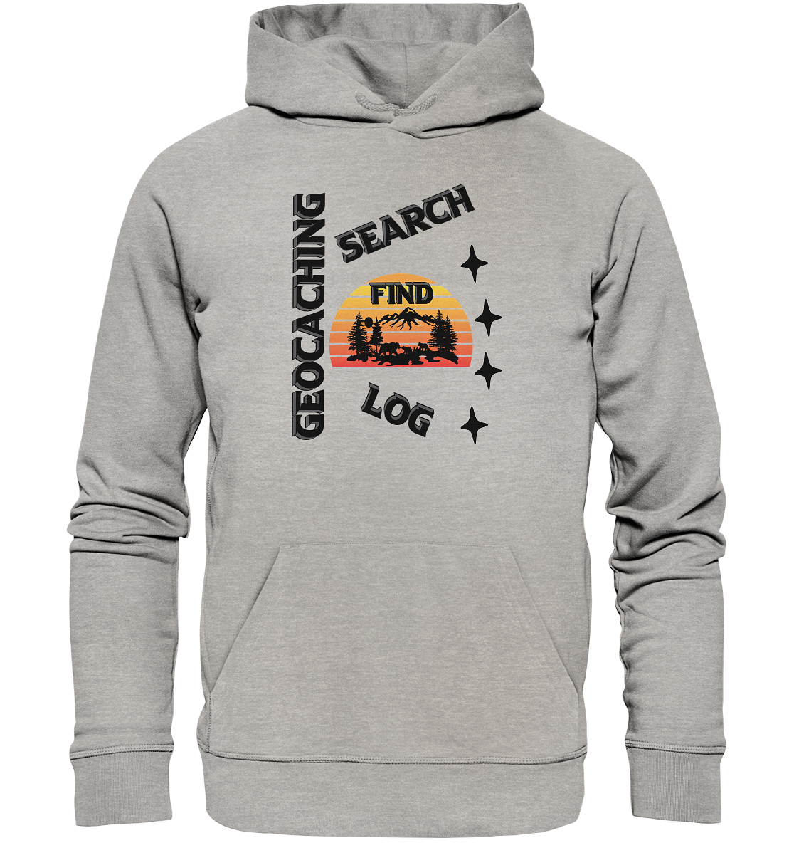 Geocaching, Suchen, Finden und Log,  Geocache Schwarzes Design - Organic Hoodie