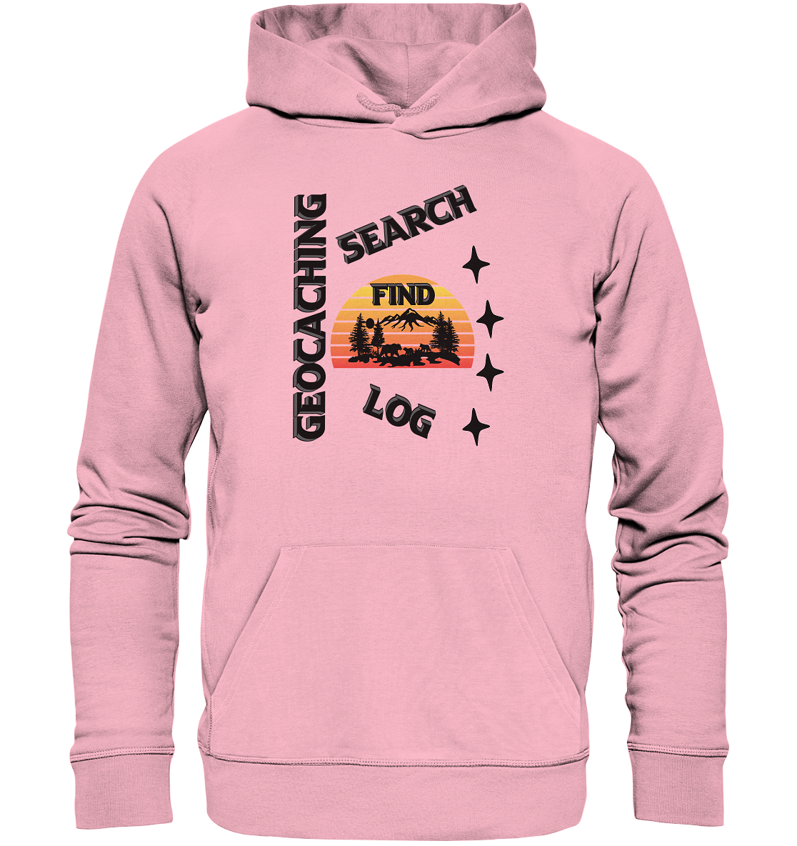 Geocaching, Suchen, Finden und Log,  Geocache Schwarzes Design - Organic Hoodie