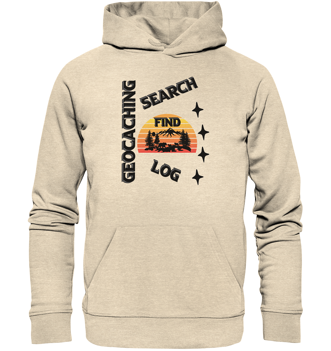 Geocaching, Suchen, Finden und Log,  Geocache Schwarzes Design - Organic Hoodie