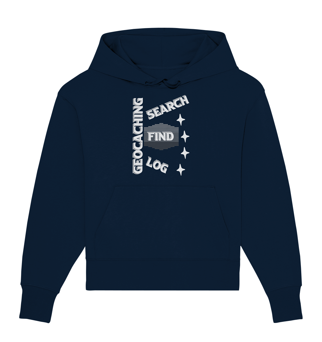 Geocaching-SEARCH-FIND-LOG, Cache Helles Disign Sterne - Organic Oversize Hoodie