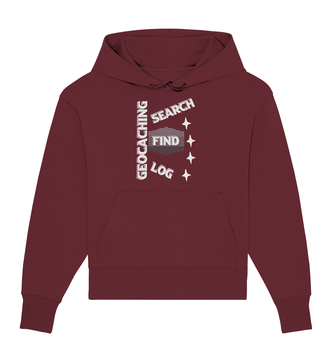Geocaching-SEARCH-FIND-LOG, Cache Helles Disign Sterne - Organic Oversize Hoodie