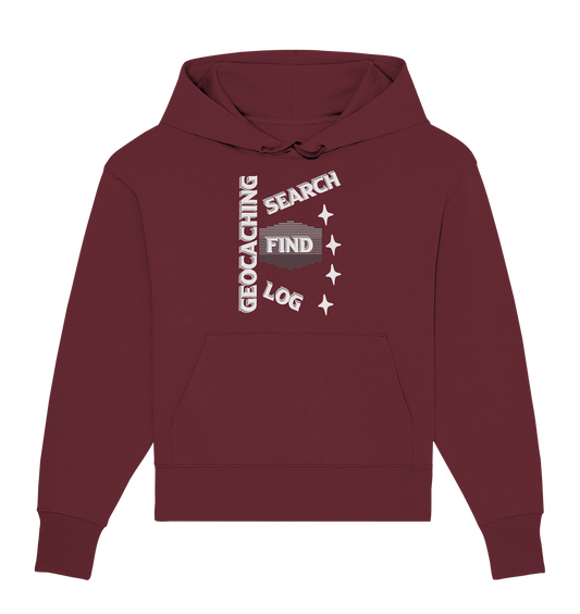 Geocaching-SEARCH-FIND-LOG, Cache Helles Disign Sterne - Organic Oversize Hoodie