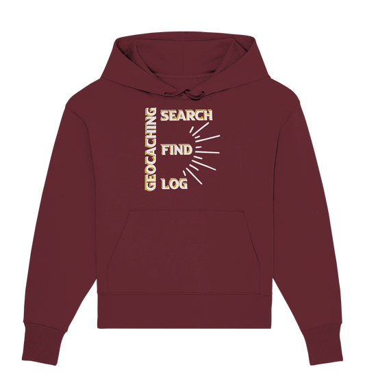 Geocaching-SEARCH-FIND-LOG, Cache Helles Disign - Organic Oversize Hoodie