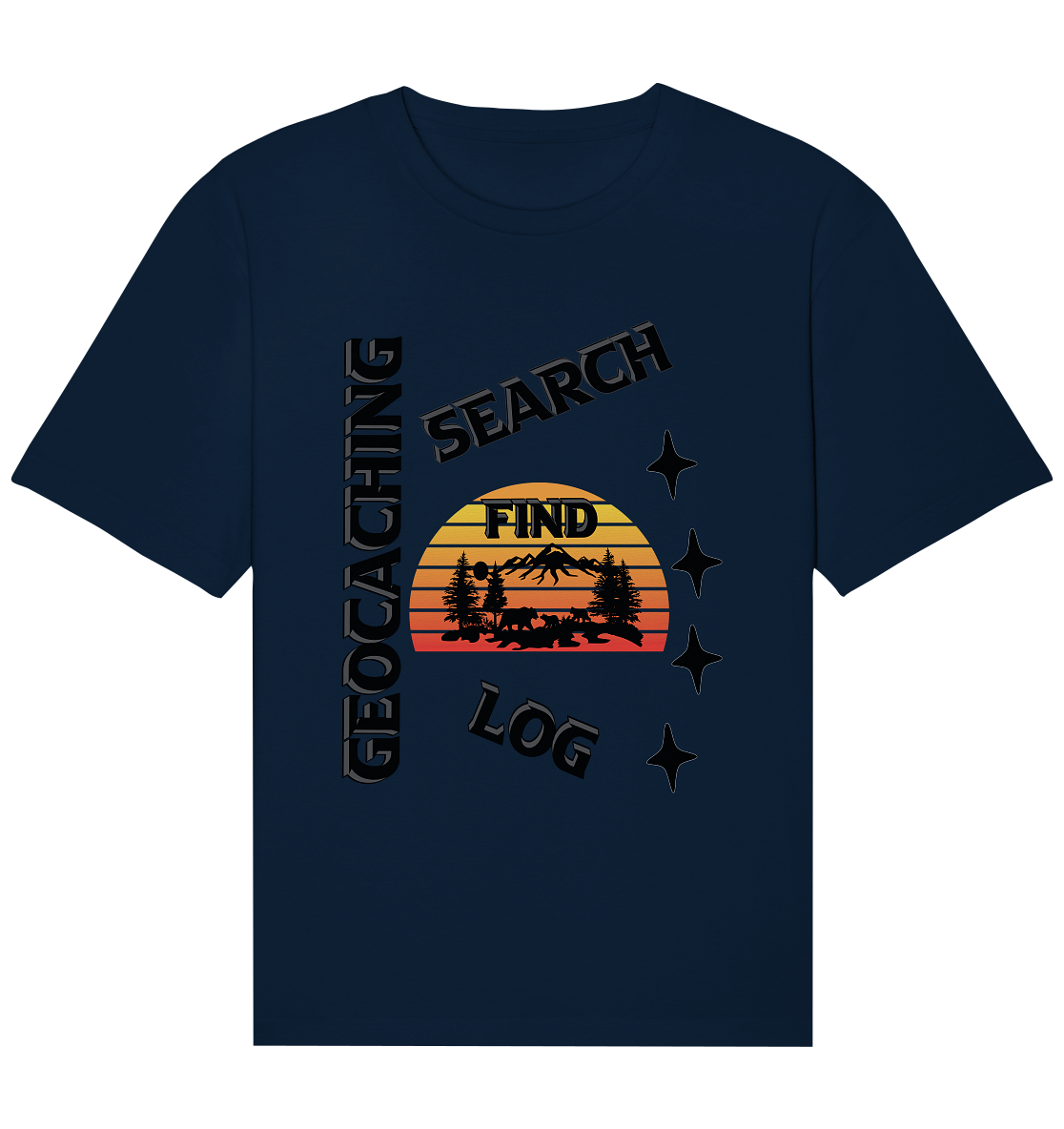 Geocaching, Suchen, Finden und Log,  Geocache Schwarzes Design - Organic Relaxed Shirt