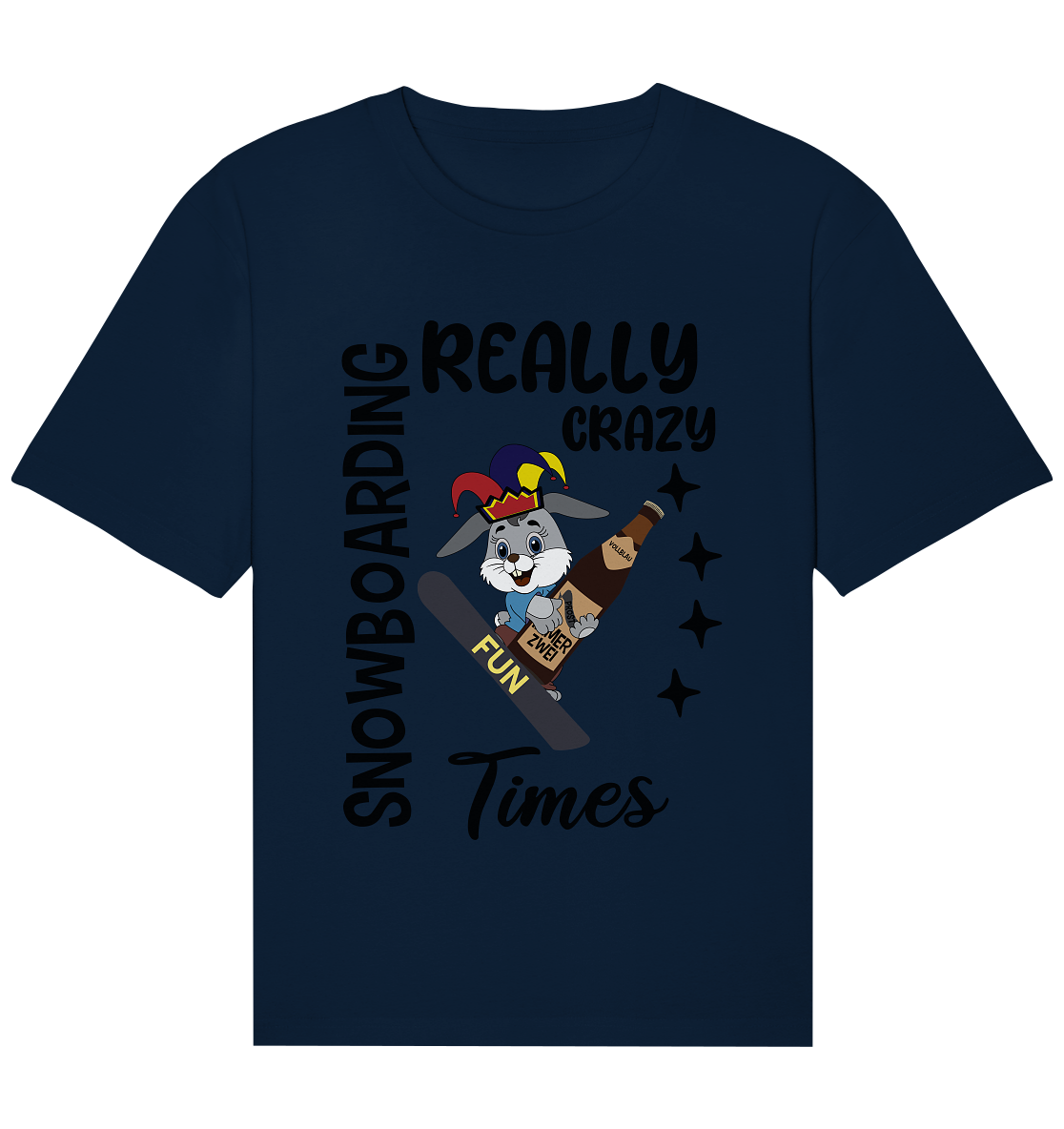 Snowboarding, really crazy, Osterhase mit Bierflasche  - Organic Relaxed Shirt