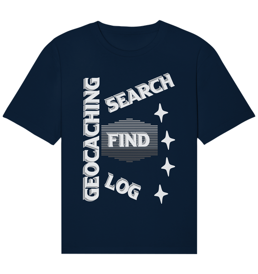 Geocaching-SEARCH-FIND-LOG, Cache Helles Disign Sterne - Organic Relaxed Shirt