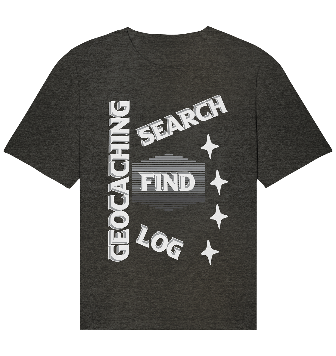 Geocaching-SEARCH-FIND-LOG, Cache Helles Disign Sterne - Organic Relaxed Shirt