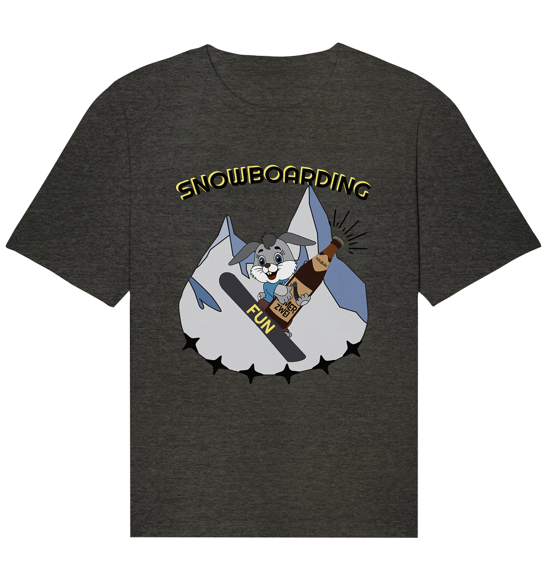 Snowboarding, Apres- Ski, Snowboard, Skihase und Bier - Organic Relaxed Shirt