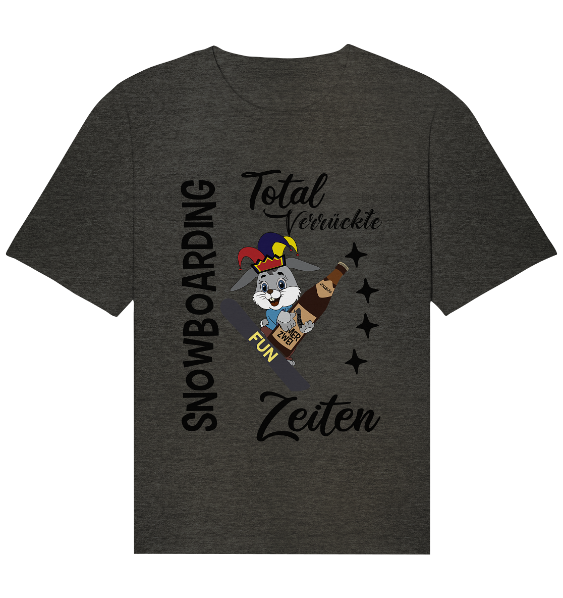 Snowboarding,verrückte Zeiten, Osterhase mit Bierflasche, Faschingsmütze - Organic Relaxed Shirt