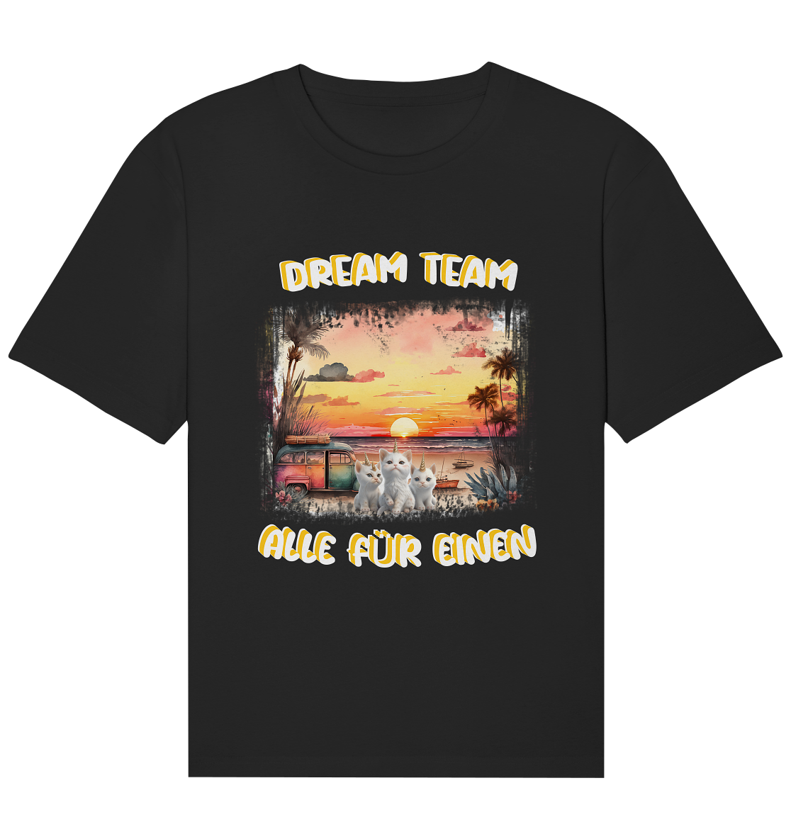 Dream Team, Einhorn Katzen Shirt, streetwear, casual t shirt, No 5 - Organic Relaxed Shirt