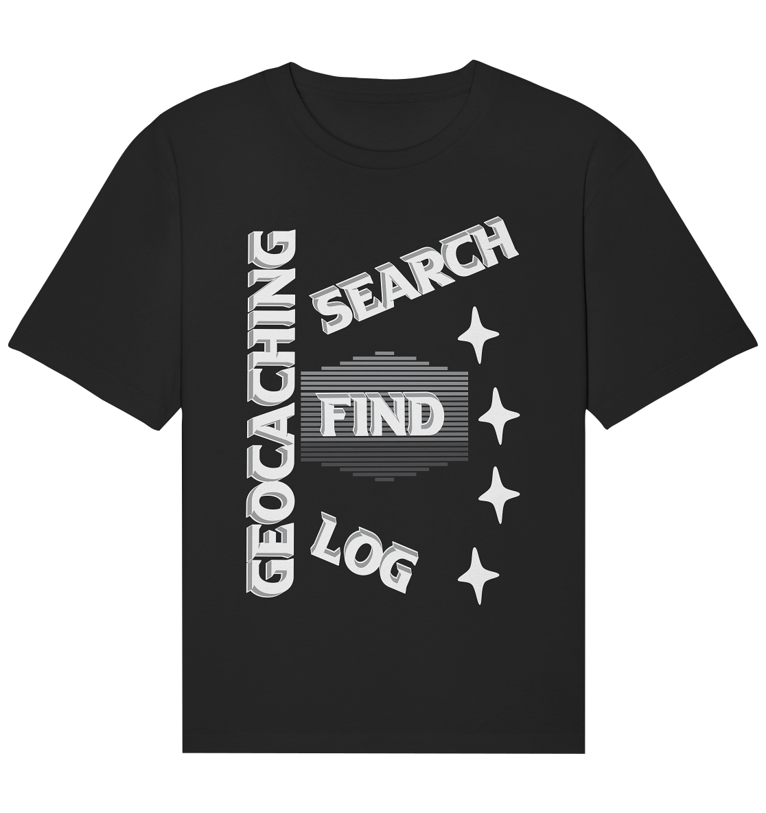 Geocaching-SEARCH-FIND-LOG, Cache Helles Disign Sterne - Organic Relaxed Shirt