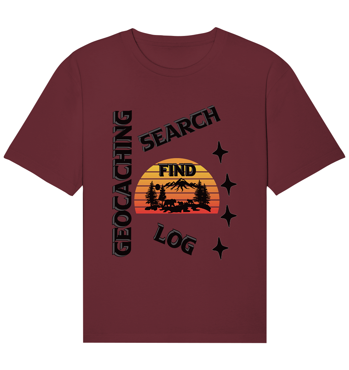 Geocaching, Suchen, Finden und Log,  Geocache Schwarzes Design - Organic Relaxed Shirt