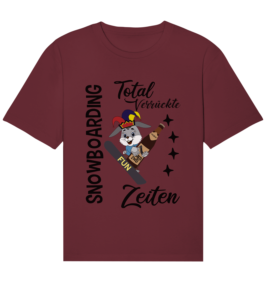 Snowboarding,verrückte Zeiten, Osterhase mit Bierflasche, Faschingsmütze - Organic Relaxed Shirt