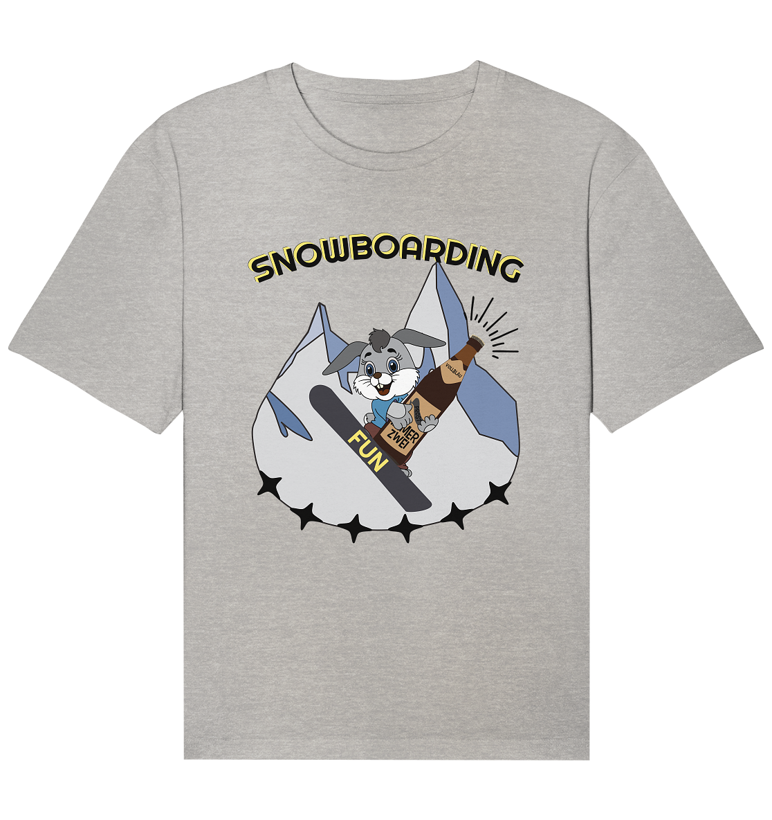 Snowboarding, Apres- Ski, Snowboard, Skihase und Bier - Organic Relaxed Shirt