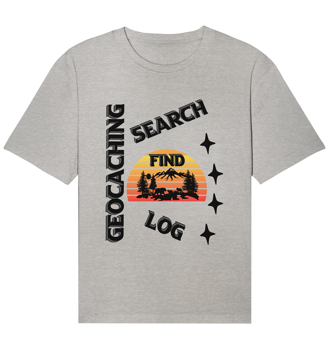 Geocaching, Suchen, Finden und Log, Geocache Schwarzes Design Mounten - Organic Relaxed Shirt