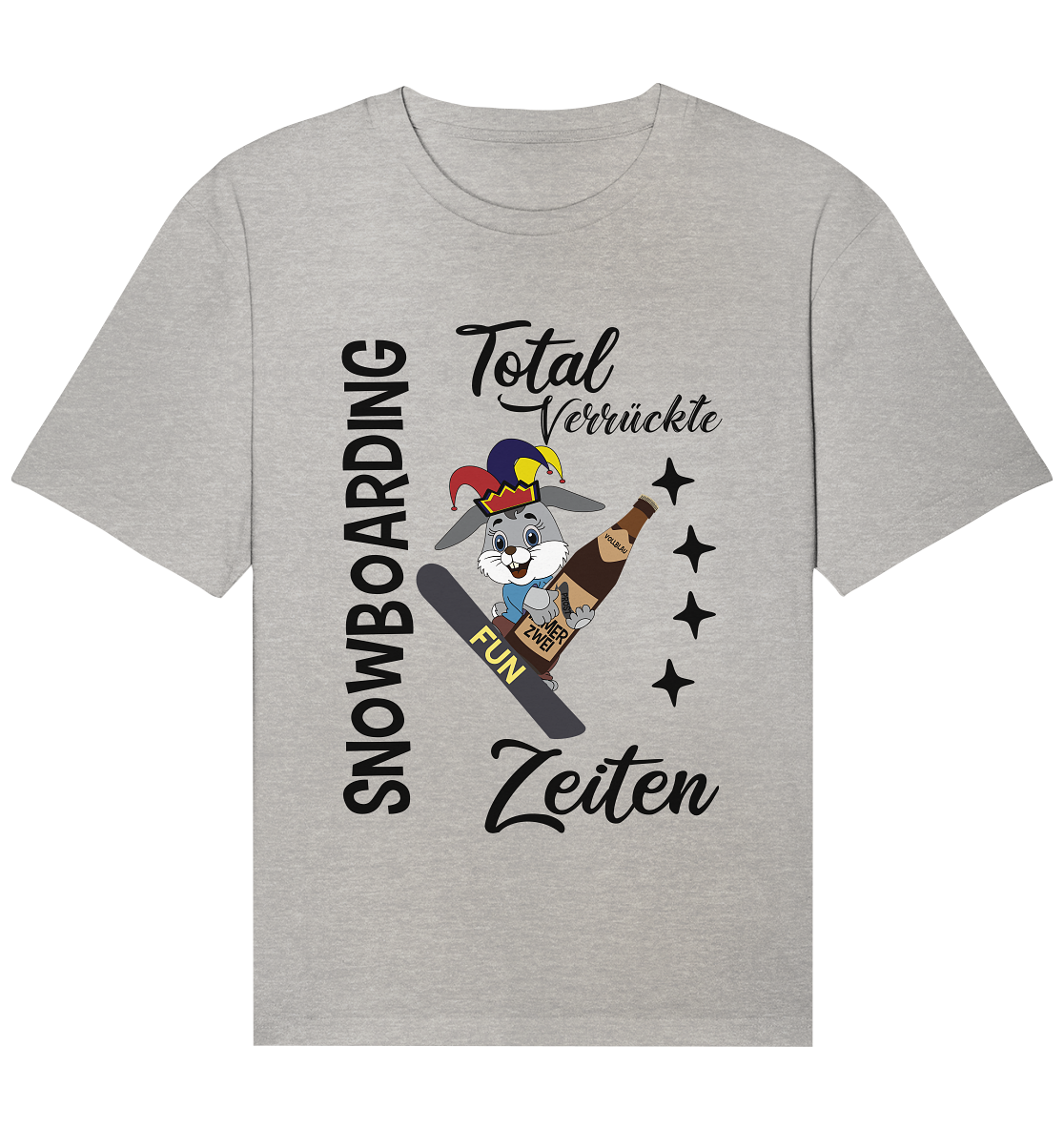 Snowboarding,verrückte Zeiten, Osterhase mit Bierflasche, Faschingsmütze - Organic Relaxed Shirt