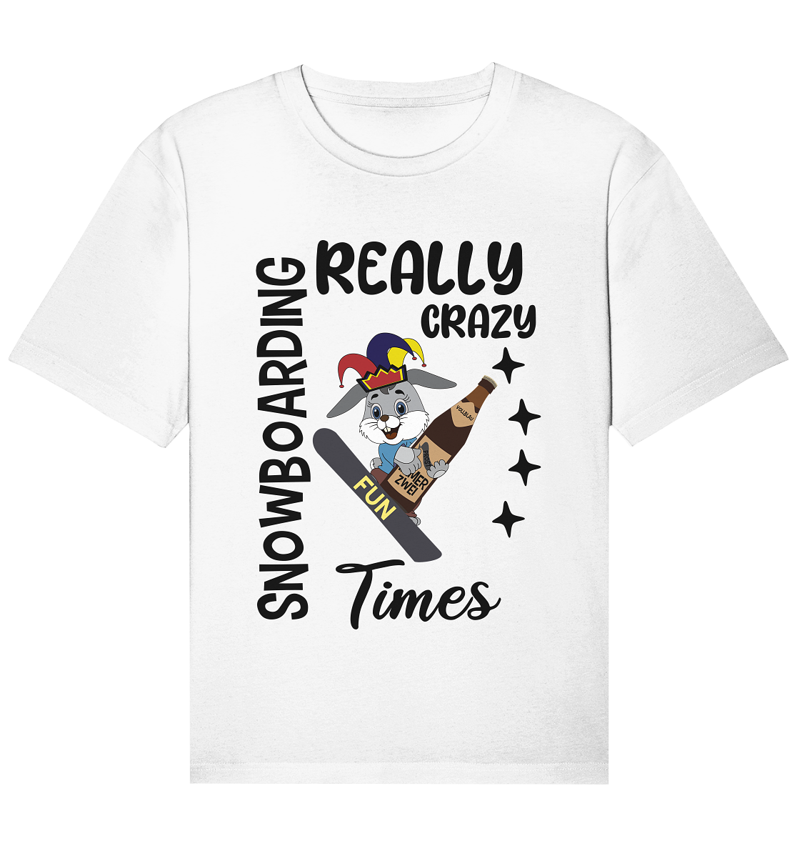 Snowboarding, really crazy, Osterhase mit Bierflasche  - Organic Relaxed Shirt