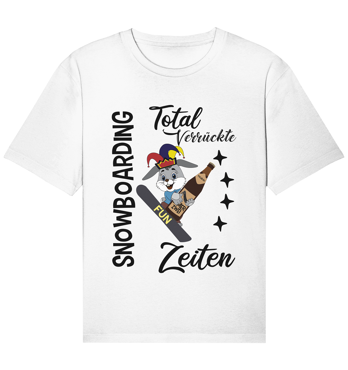 Snowboarding,verrückte Zeiten, Osterhase mit Bierflasche, Faschingsmütze - Organic Relaxed Shirt